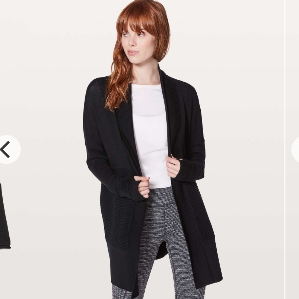 Lululemon Sit In Lotus Wrap II Merino Wool Cardigan Black Size 4